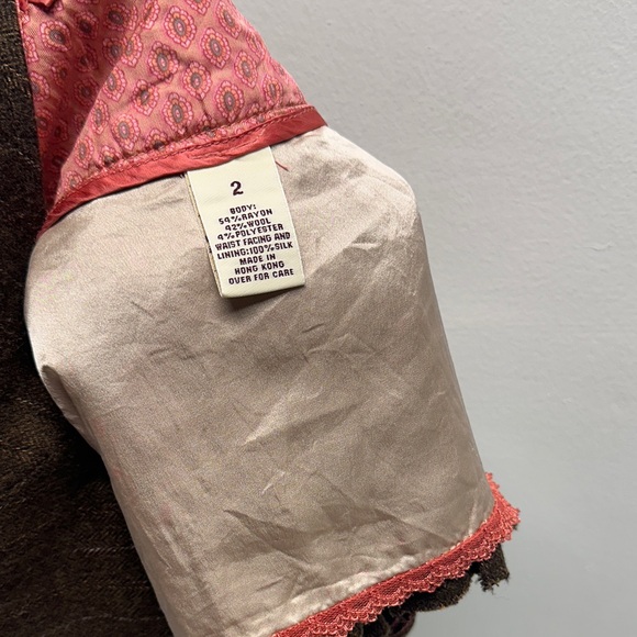 Vintage Abercrombie & Fitch Low Rise Micro Mini Skirt Wool Silk Lined Brown 2 - Picture 9 of 10